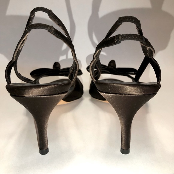 Jon Josef Brown Satin Slingback Pumps with Bow, size 10B. - Picture 5 of 12